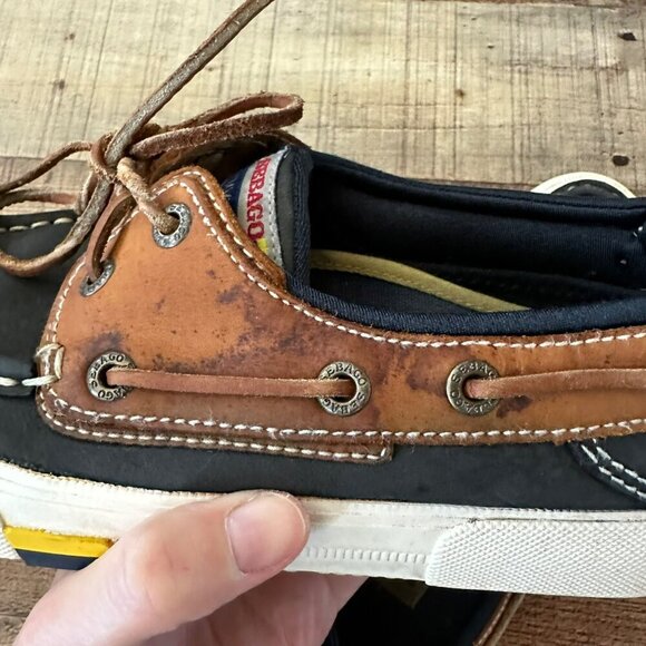 Sebago Docksides Men's Brown/Black Slip On Boat Shoes Size 6 - Picture 6 of 12